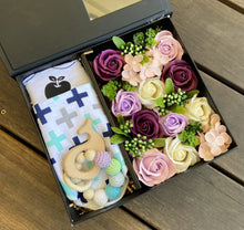 Load image into Gallery viewer, Soap Boxes. Soap flowers. Baby gifts. Bibs and rattle. Sutherland Shire. Sydney. Australia
