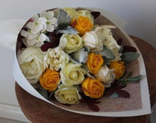 Load image into Gallery viewer, Scented soap flower bouquet makes a gorgeous gift. Try sprinkling some petals into the bath.Soap flowers. Soap flowers delivered Sutherland Shire. Soap flowers delivered Sydney. Gift made from soap. Soap gift boxes.
